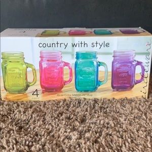 “Country Style” glass mugs (set of 4)